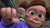 GIF of girl tapping on glass