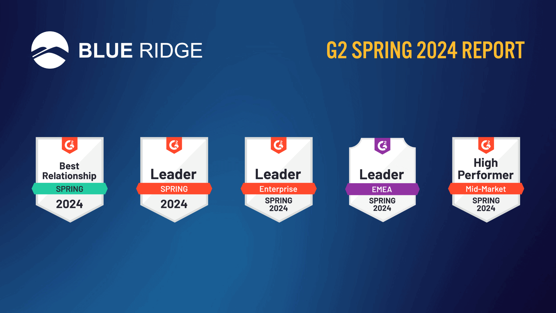 Blue Ridge oppnår topplassering i G2 Spring 2024 Awards!